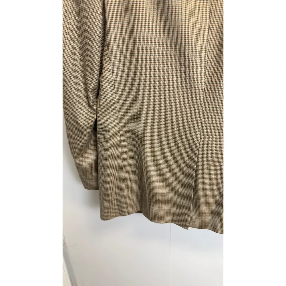 Austin Reed Mens 42R Tan Silk Houndstooth Two Button Blazer Sport Coat Jacket‎